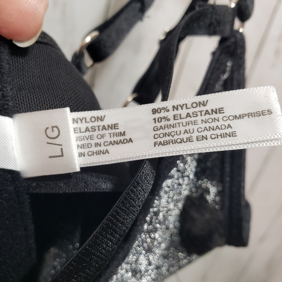 Coquette Silver Fox Boned Shimmer Knit Bustier Size Large Black Mesh Strappy. - Picture 5 of 8